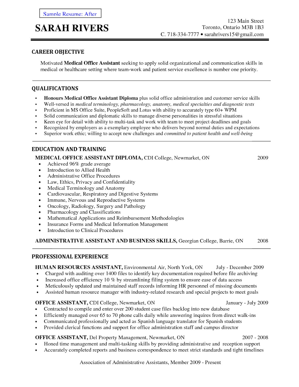 Tufts career services sample resume